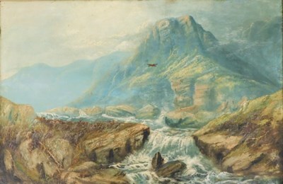 Lot 50 - 19thC School. Mountain river landscape, oil on...