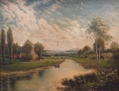 Lot 59 - 19thC British School. River landscape with...