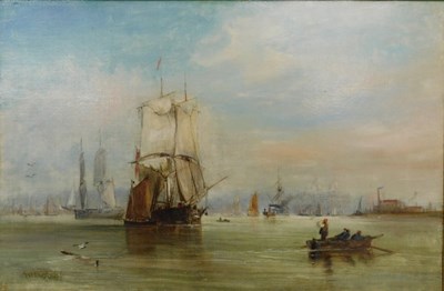 Lot 60 - Samuel Bough (1822-1878). On the Humber, oil...