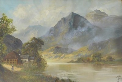 Lot 94 - Joel Owen (1895-1950). Mountain landscape with...
