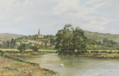 Lot 117 - A J Avery (20thC). River landscape with...