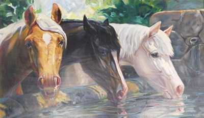 Lot 121 - A C Arundell (20thC). The Drinking Trough, oil...