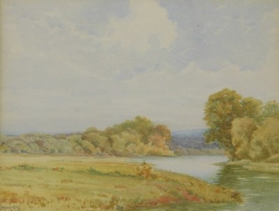 Lot 741 - C J Morris (20thC). River landscape,...