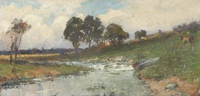 Lot 186 - 20thC British School. River landscape, oil on...