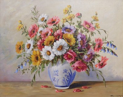 Lot 216 - 20thC School. Floral still life, oil on board,...