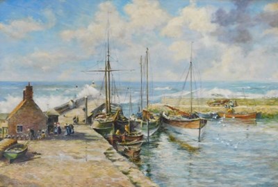 Lot 105 - Alan C Robinson (20thC). Harbour scene, oil on...