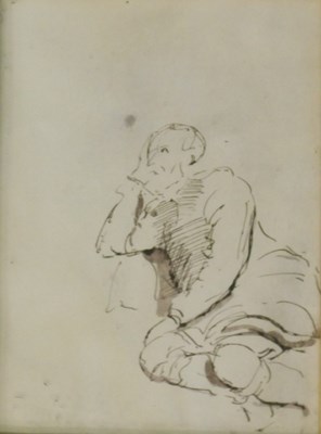 Lot 113 - 18thC/19thC. Study of a gentleman, ink sketch,...