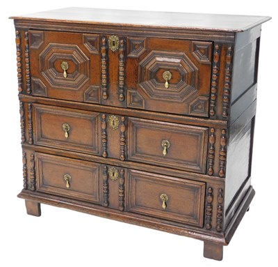 Lot 24 - A late 17thC oak chest of drawers, the top...