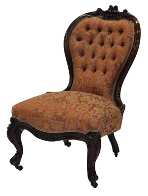 Lot 29 - A Victorian rosewood show frame nursing chair,...