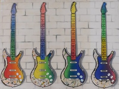 Lot 232 - David Yoell (1950-2025). Guitars, oil on board,...