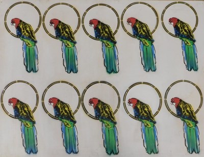 Lot 233 - David Yoell (1950-2025). Parrots, oil on board,...