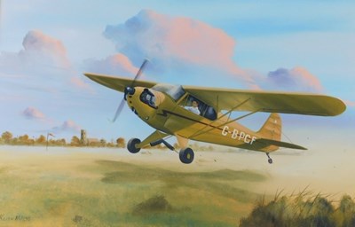 Lot 91 - Keith Hill (20thC). G-BPCF taking off, oil on...