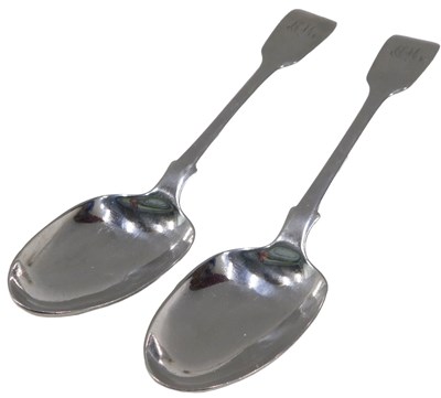 Lot 36 - A pair of Victorian silver fiddle pattern...