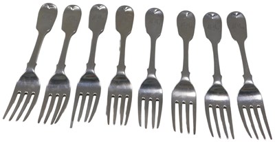 Lot 38 - A set of eight silver fiddle pattern table...