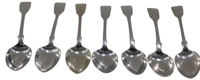 Lot 41 - A matched set of seven silver fiddle pattern...