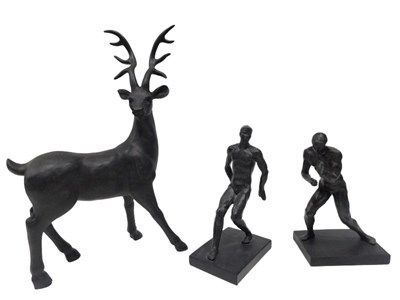 Lot 107 - A resin spelter finish figure of a stag, 46cm...