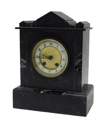 Lot 122 - A 19thC slate and marble mantel clock, with...