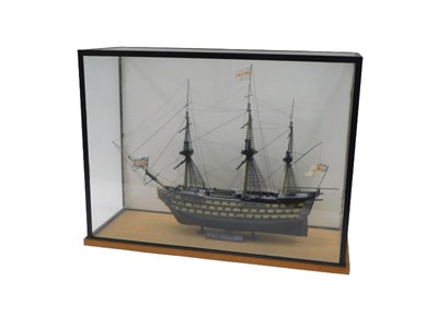 Lot 127 - A cased model of HMS Victory, 46cm wide, in...