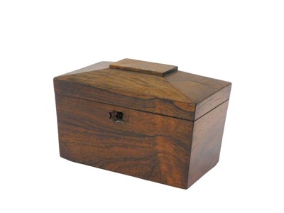 Lot 132 - A mid 19thC rosewood sarcophagus shaped tea...