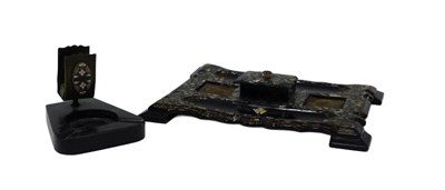 Lot 139 - A late 19thC papier mache pen stand, with...