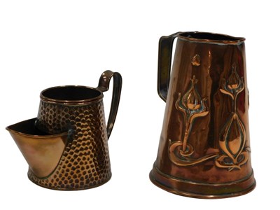 Lot 141 - Various copper, a late 19thC Art Nouveau jug,...
