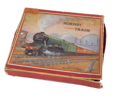 Lot 145 - A Hornby O gauge tin plate clockwork train set,...