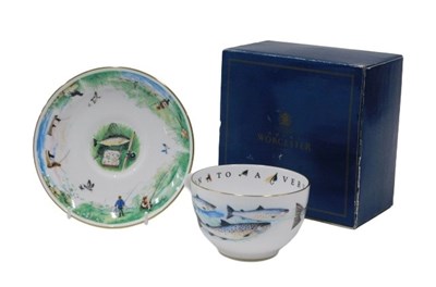 Lot 148 - A Royal Worcester VIP fishing cup, 8cm high....