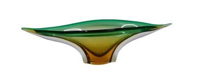 Lot 147 - A 1960s Murano style ellipse vase, in amber,...