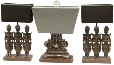 Lot 208 - A stoneware finish lamp centrepiece, with...