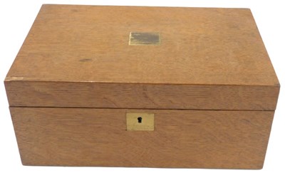 Lot 214 - A 19thC oak writing slope, of rectangular form,...