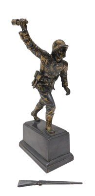 Lot 222 - A 20thC cast metal figure of a German...