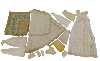 Lot 195 - Various linen embroidery, dresses, early 20thC...