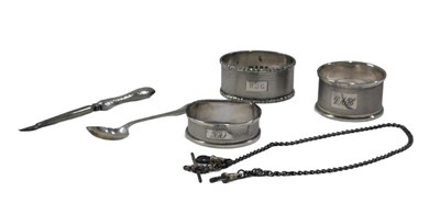 Lot 244 - Various silver napkin rings, to include engine...