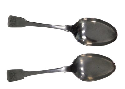 Lot 268 - A pair of George IV silver tablespoons, fiddle...