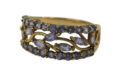Lot 96 - A 9ct gold dress ring, set with pale purple...
