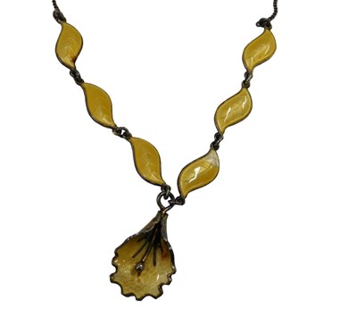 Lot 100 - A Norwegian silver and enamel necklace, the...