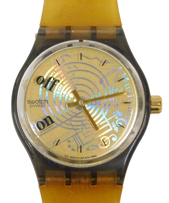 Lot 311 - A Swatch MusiCall wristwatch, 3cm wide, boxed.