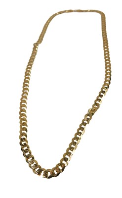 Lot 78 - A 9ct gold flattened curb link neck chain,...