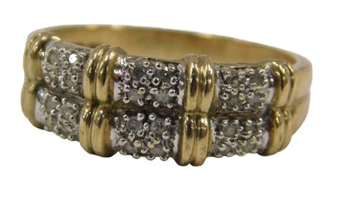Lot 86 - A 9ct gold double row dress ring, formed as...