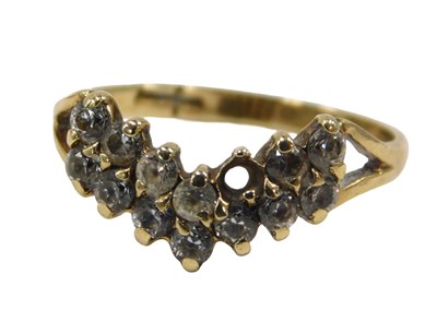 Lot 92 - A 9ct gold wishbone dress ring, with double...