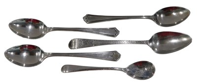 Lot 305 - Various silver teaspoons, bright cut Old...
