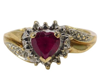 Lot 61 - A 9ct gold cluster ring, the heart shaped...
