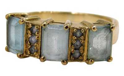Lot 62 - A 9ct gold dress ring, set with rectangular...