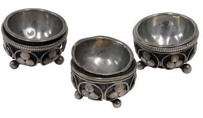 Lot 293 - Three early 20thC open salts, with pierced...