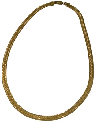 Lot 347 - A multi-link necklace, yellow metal stamped...