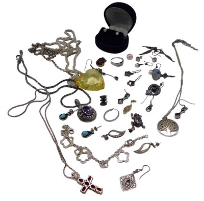 Lot 366 - A group of assorted silver and other costume...