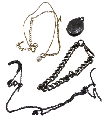 Lot 368 - A silver watch chain, with plated clasp and...