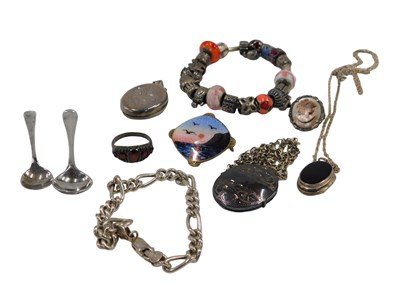 Lot 373 - A group of silver and other costume jewellery,...