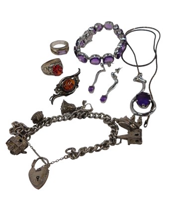 Lot 377 - A group of silver and other assorted costume...
