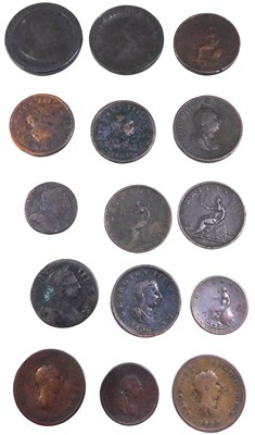 Lot 435 - Various coins, George III cartwheel pennies,...